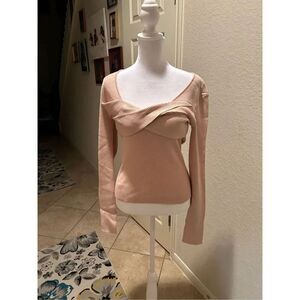 Le Superbe Womens Medium Apricot Sweetheart Neck Sweater Crossover Front NWT